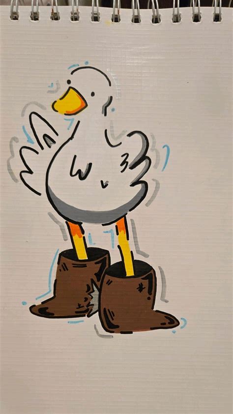 Duck in boots in 2025 | Cute drawings, Duck drawing, Goofy drawing
