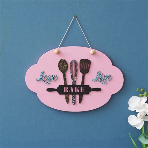 Buy eCraftIndia Wooden Love Bake Live Wall Hanging Showpiece Online