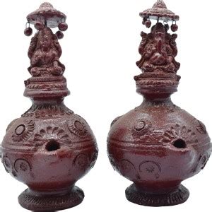 Puja N Pujari Lakshmi Ganesh Clay Diya for Diwali - Brown Color Mud ...