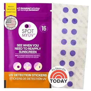 SPOTMYUV 16-Pack UV Stickers for Sunscreen with Patented Dermatrue SPF ...