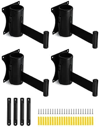 QWORK Wall Mounted Retractable Belt Barrier, 4 Pack Crowd Control Wall ...