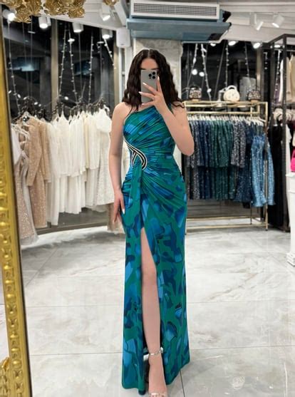 Edna Green Front Stone Detailed Pleated Back Zippered Lined Dress – Rim ...