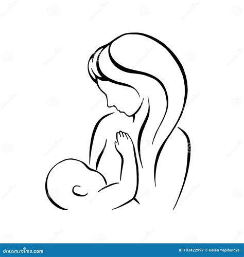 Woman Breastfeeding Her Newborn Baby In Side-lying Position Stock Illustration | CartoonDealer ...