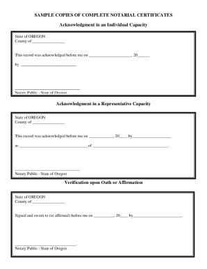Fillable Online Oregon notary certificate: Fill out & sign online Fax ...