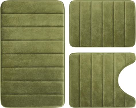 Amazon.com: BYSURE Sage Green Memory Foam Bathroom Rug Set 3 Piece, Non ...