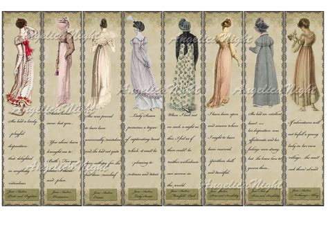 Eight Jane Austen Heroine Quote Bookmarks Digital Collage - Etsy