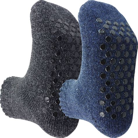 MENS MERINO WOOL SOCKS SLIPPER GRIPPER THERMAL LOUNGE NON SLIP WARM ...