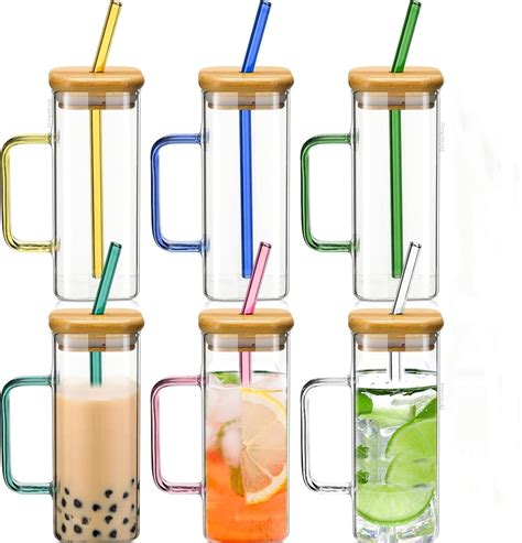 PrimeWorld Cavista Nasvesta Colourful Handle Glass Sipper with Bamboo ...