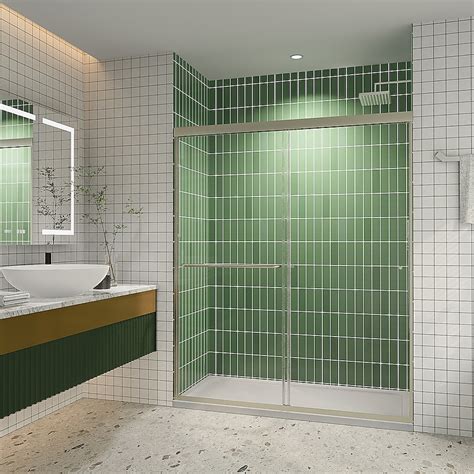 Forclover Sliding Shower Door Brushed Nickel 56-in to 60-in W x 72-in H ...