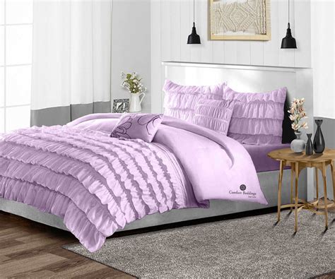 Lilac Ruffle Duvet Cover with 2 Pillowcases — comfortbeddings-usa