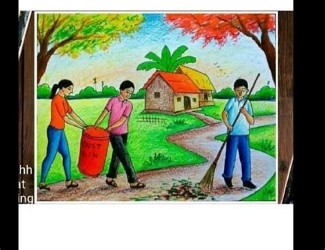 Make a drawing on the topic gandagi mukt mera gaon. You can make a ...