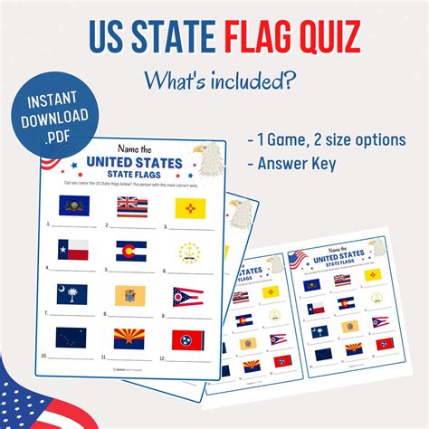 4th JULY, US State Flag Quiz, Usa Flag Game, State Quiz, 4th July Party ...