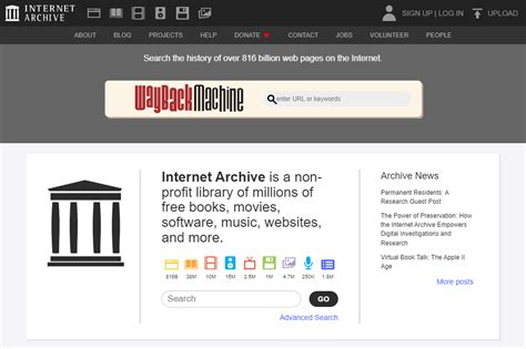 Image result for WayBackMachine Website