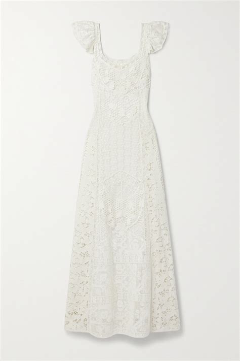 Ruffled White Lace Maxi Dresses from $46 | Editorialist