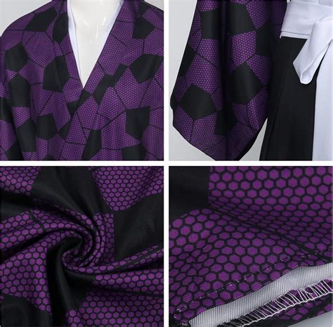 Buy LINKOM Anime Demon Kokushibou Cosplay Costume Kimono Cloak Outfits ...