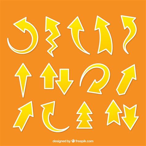 Collection of yellow arrow stickers | Free Vector