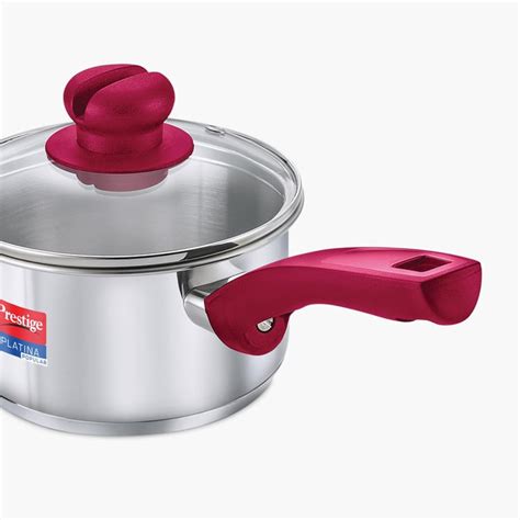 Buy PRESTIGE Platina Popular Silver Stainless Steel Sauce Pan With Lid ...