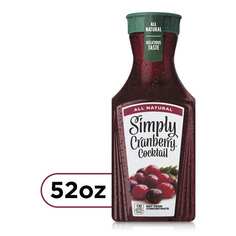 Simply Non-GMO, All-Natural Cranberry Cocktail Juice, 52 fl oz Bottle ...