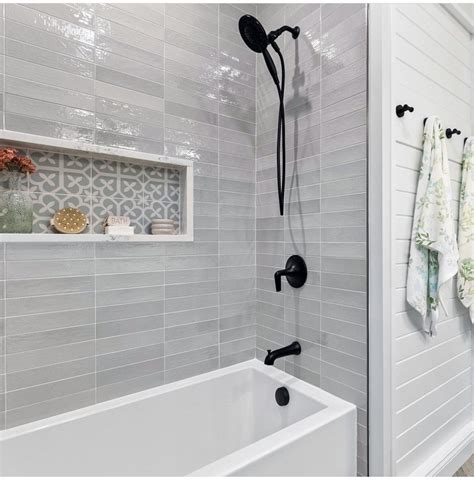Master Shower Tile, White Tile Shower, White Tub, Shower Tub, Master ...