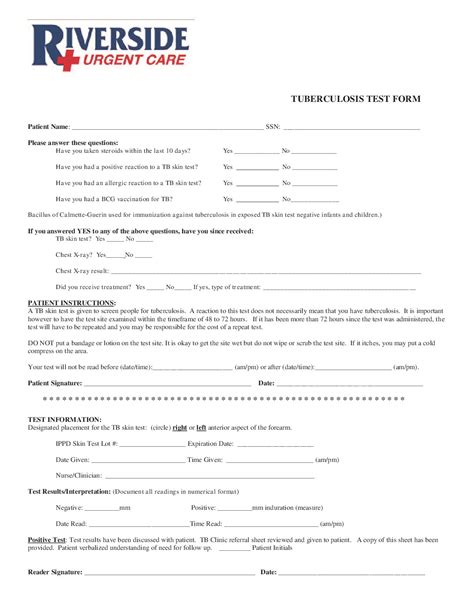 Tb Skin Test Results Form TB Skin Test Results Form Template | Jotform