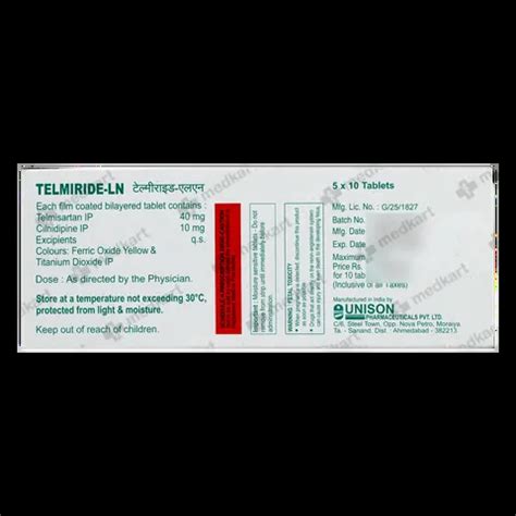 TELMIRIDE LN TABLET 10'S, Price, Composition & Generic Alternatives ...