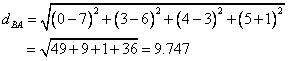 Image result for Euclidean Distance Example