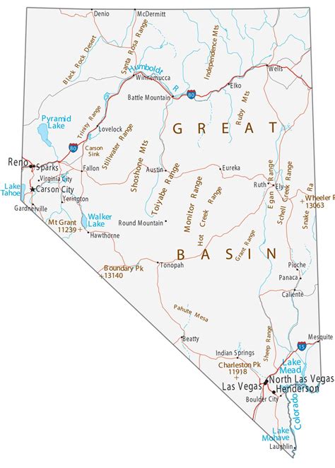 Nevada Lakes and Rivers Map - GIS Geography