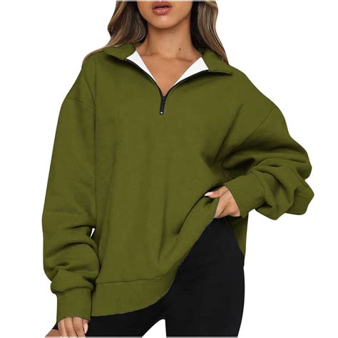 Quarter Zip Sweatshirt Women,Women's Causal 1/4 Zip Pullover Long ...