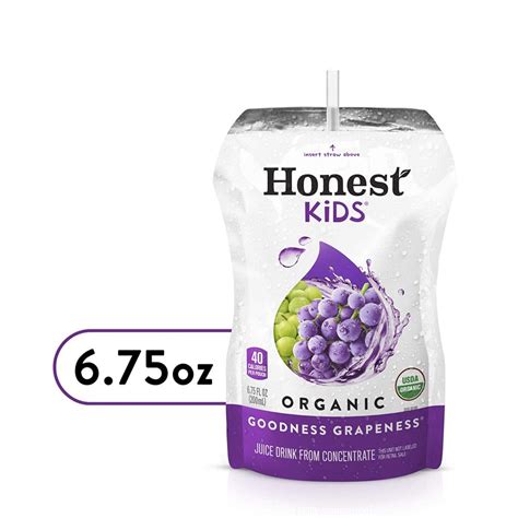 Honest Kids Goodness Grapeness, Grape Organic Fruit Juice Drink, 6.75 fl oz (32 Pack) | Premium ...