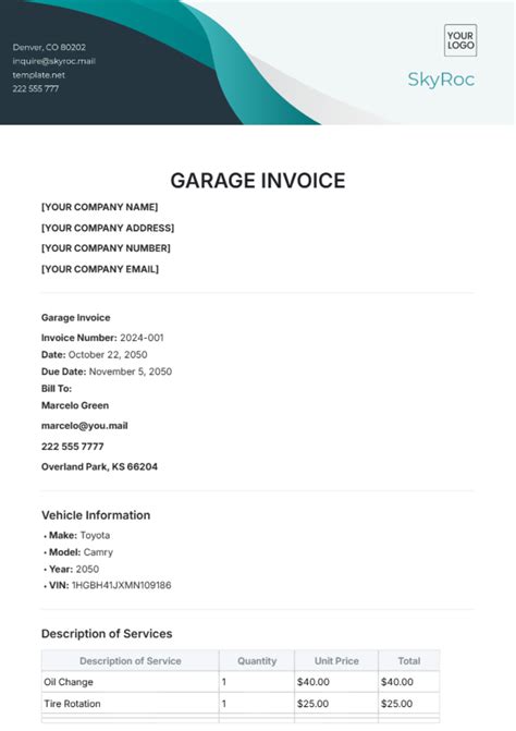 Car Service Invoice Profil Garage Invoice