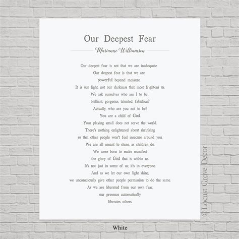 Our Deepest Fear Metal Print, Our Deepest Fear Poem by American Poet ...
