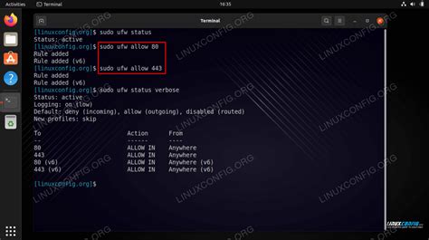 Ubuntu 22.04 open HTTP port 80 and HTTPS port 443 with ufw - Linux ...