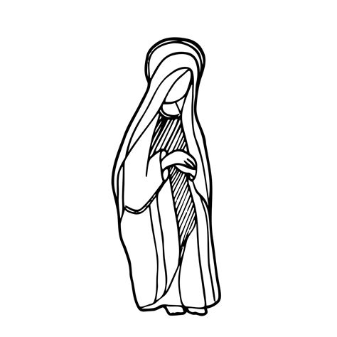 Virgin Mary Outline Drawing