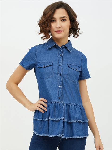 Women's Denim Top with Peplum detail – Stylestone