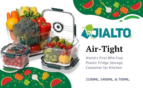 Buy JIALTO Fridge Storage Containers BPA-Free - ABS Plastic Air Tight ...