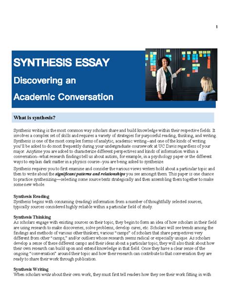 Synthesis Essay - SYNTHESIS ESSAY Discovering an Academic Conversation ...