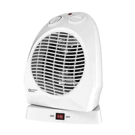 Comfort Zone Up to 1500-Watt Fan Compact Personal Indoor Electric Space ...