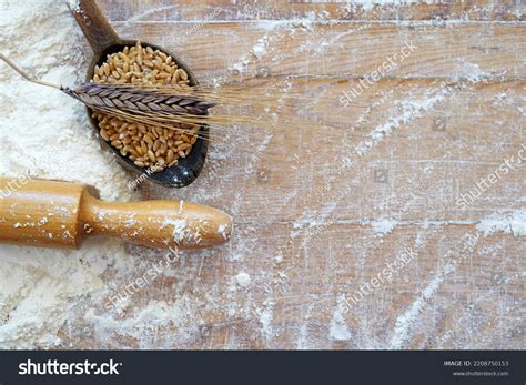 Wheat Flour On Wooden Table Background Stock Photo 2208750153 ...