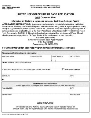 State Parks Pass Dpr847a Form - Fill and Sign Printable Template Online