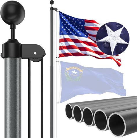 Amazon.com : NELXINJO Heavy Duty 25FT Flag Pole -13 Gauge Extra Thick Aluminum Flagpole kit for ...