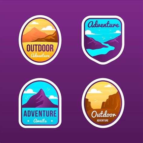 Gradient adventure badges collection | Free Vector