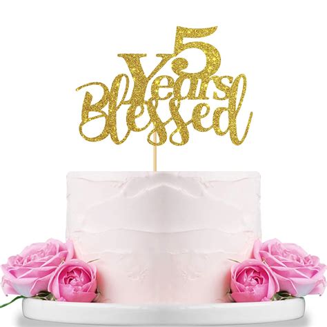 Gold Glitter 5 Years Blessed for Marriage Anniversary, 5th Birthday ...