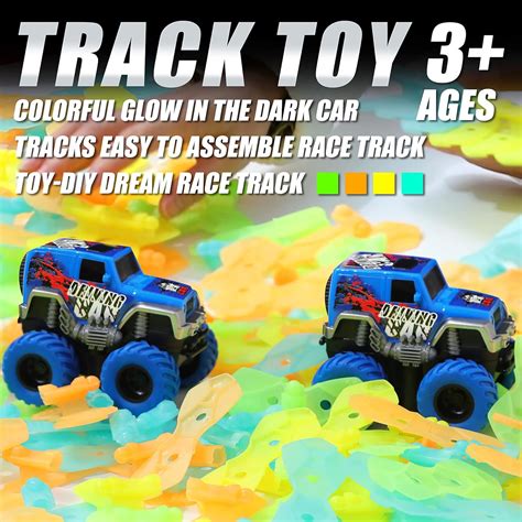 Buy Glow Race Tracks and LED Toy Cars, DIY Flexible Tracks for Age 4-6 ...