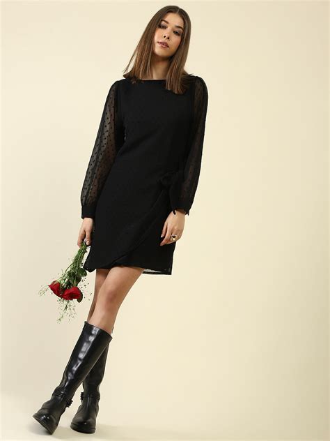 Black Solid Mini Dress – Sera