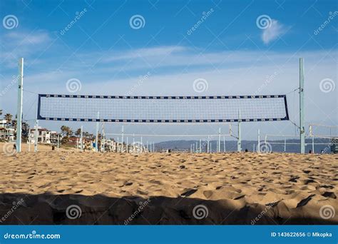 Beach Volleyball Nets Set Up in the Sand. Manhattan Beach is the ...