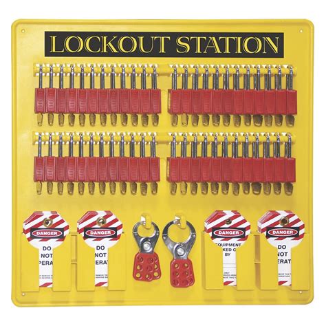 E-Square One Piece Open Lockout Tagout Station with 48 Lockout Padlocks ...