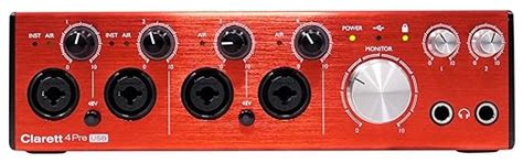 Focusrite AMS-CLARETT-4PRE-USB 18-In/8-Out Audio Interface (Red and ...