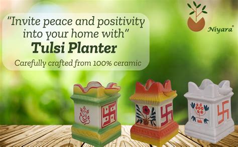 Niyara Multicolor Tulsi Ceramic Pot Medium Sized for Indoor, Outdoor ...