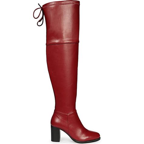 Saint Belinda Maroon Stretch Napa Thigh High Boots – SaintG India